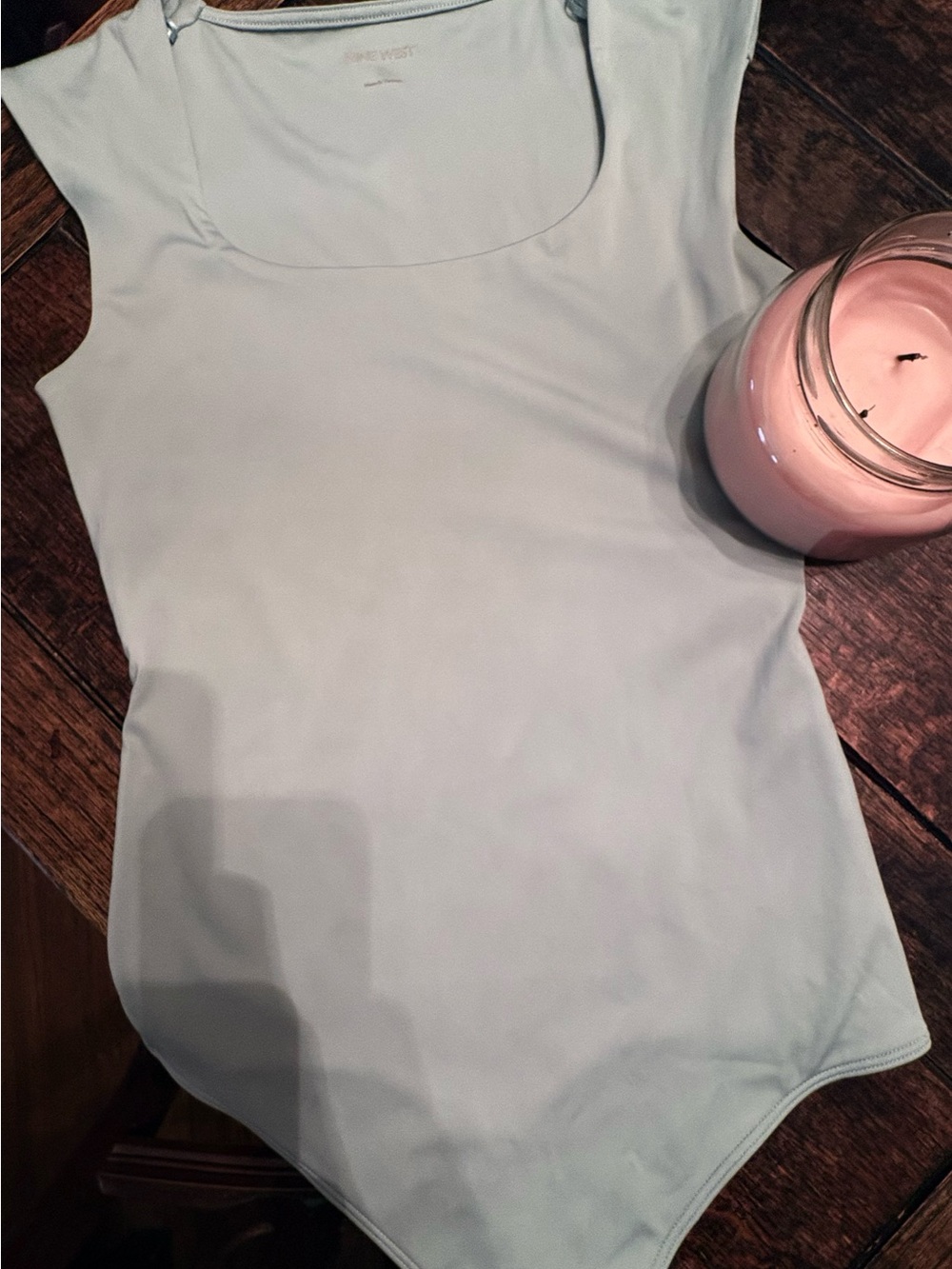 Nine West Light Blue Scoop Neck Bodysuit